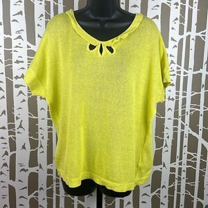 Anthropologie MOTH Linen Blend Short Sleeve Sweater sz L